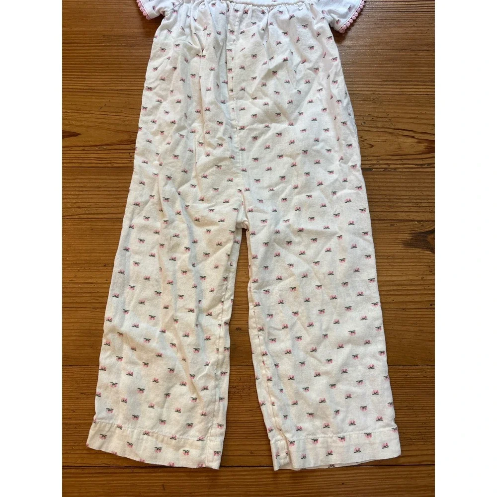 Old Navy Floral Jumpsuit Kids Cream Pink Boho Linen Blend SIZE 4T‎